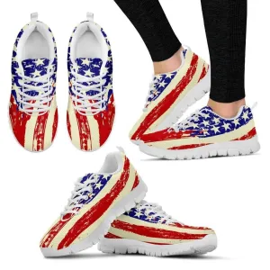 4th of July Waving U.S. Flag Running Shoes (D)