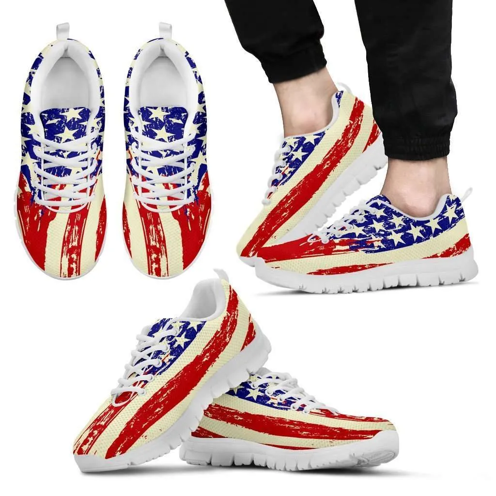 4th of July Waving U.S. Flag Running Shoes (D)