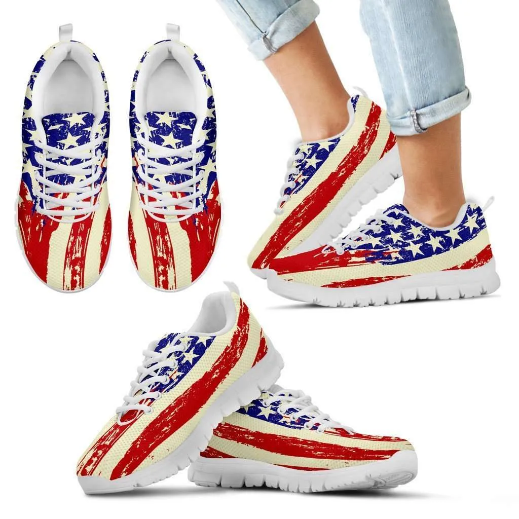 4th of July Waving U.S. Flag Running Shoes (D)