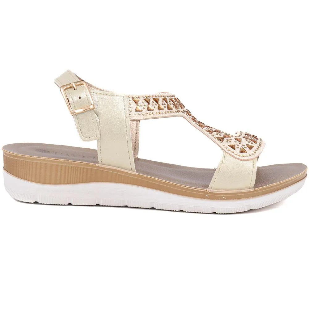 Adjustable Embellished Sandals  - INB39075 / 325 254