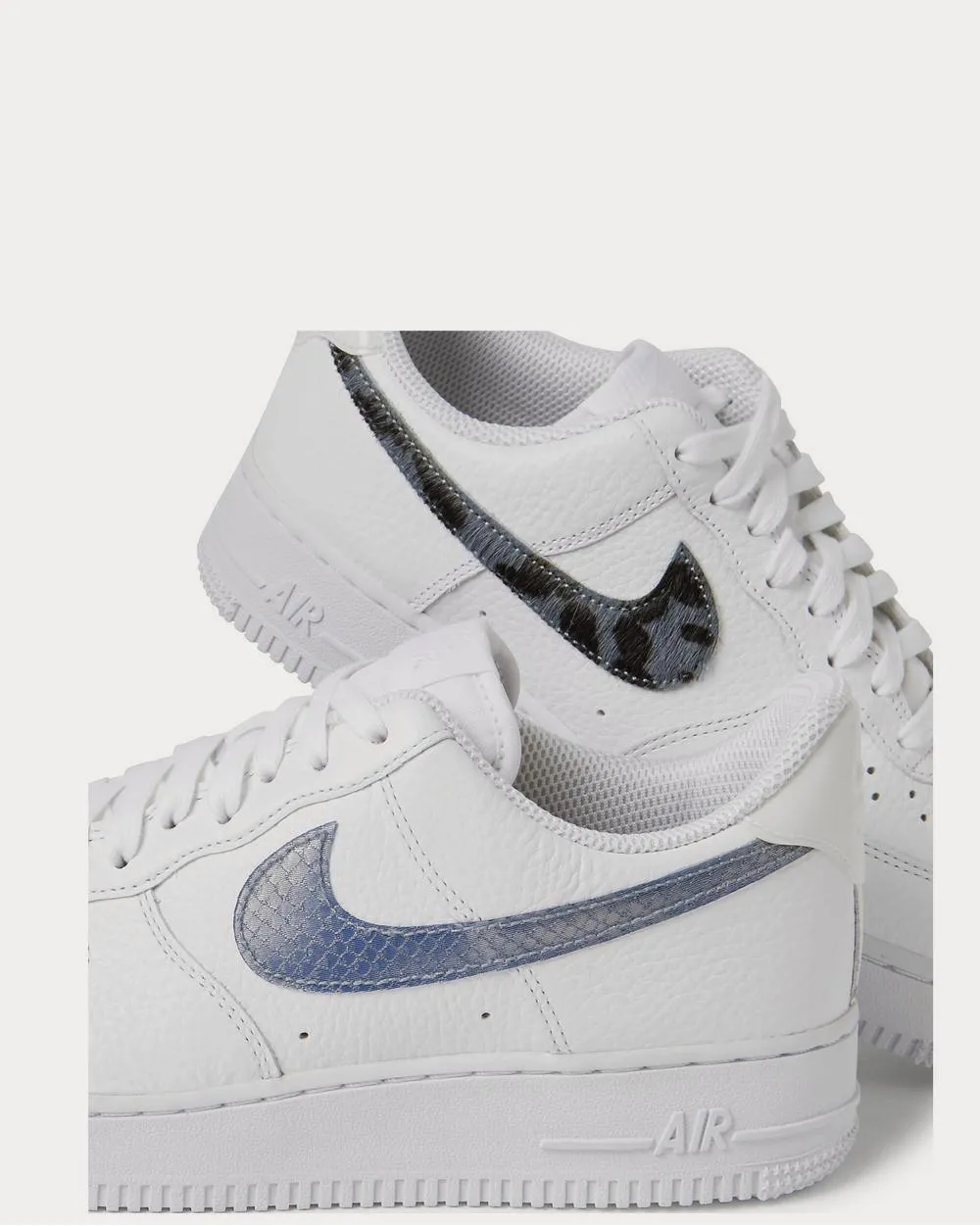 Air Force 1 LV8 Calf Hair and Croc-Effect Full-Grain Leather White Low Top Sneakers