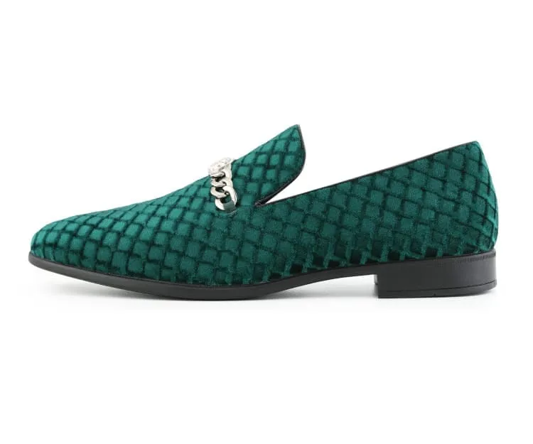 Amali Felix Green Velvet Smoking Slippers With Jaguar Bit