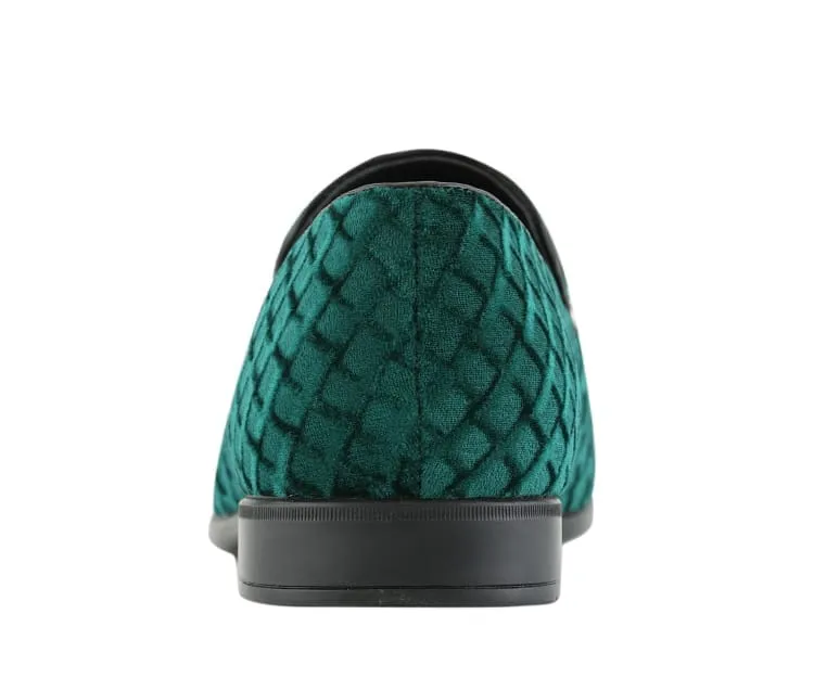 Amali Felix Green Velvet Smoking Slippers With Jaguar Bit