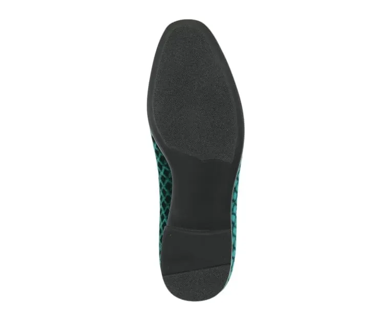 Amali Felix Green Velvet Smoking Slippers With Jaguar Bit
