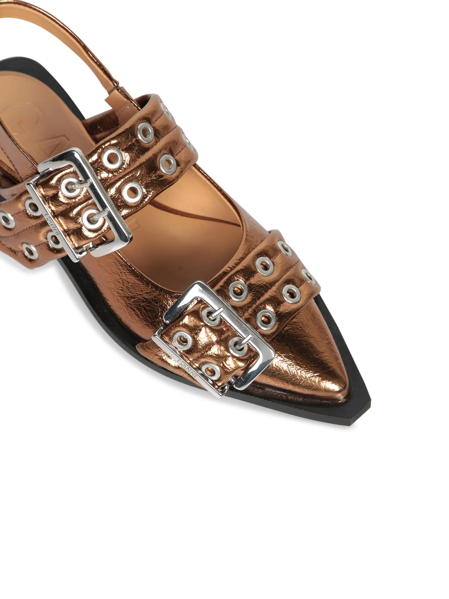 Ballerina Buckle Metallic Gold Sandals