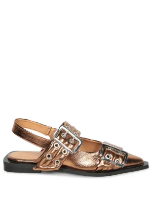 Ballerina Buckle Metallic Gold Sandals