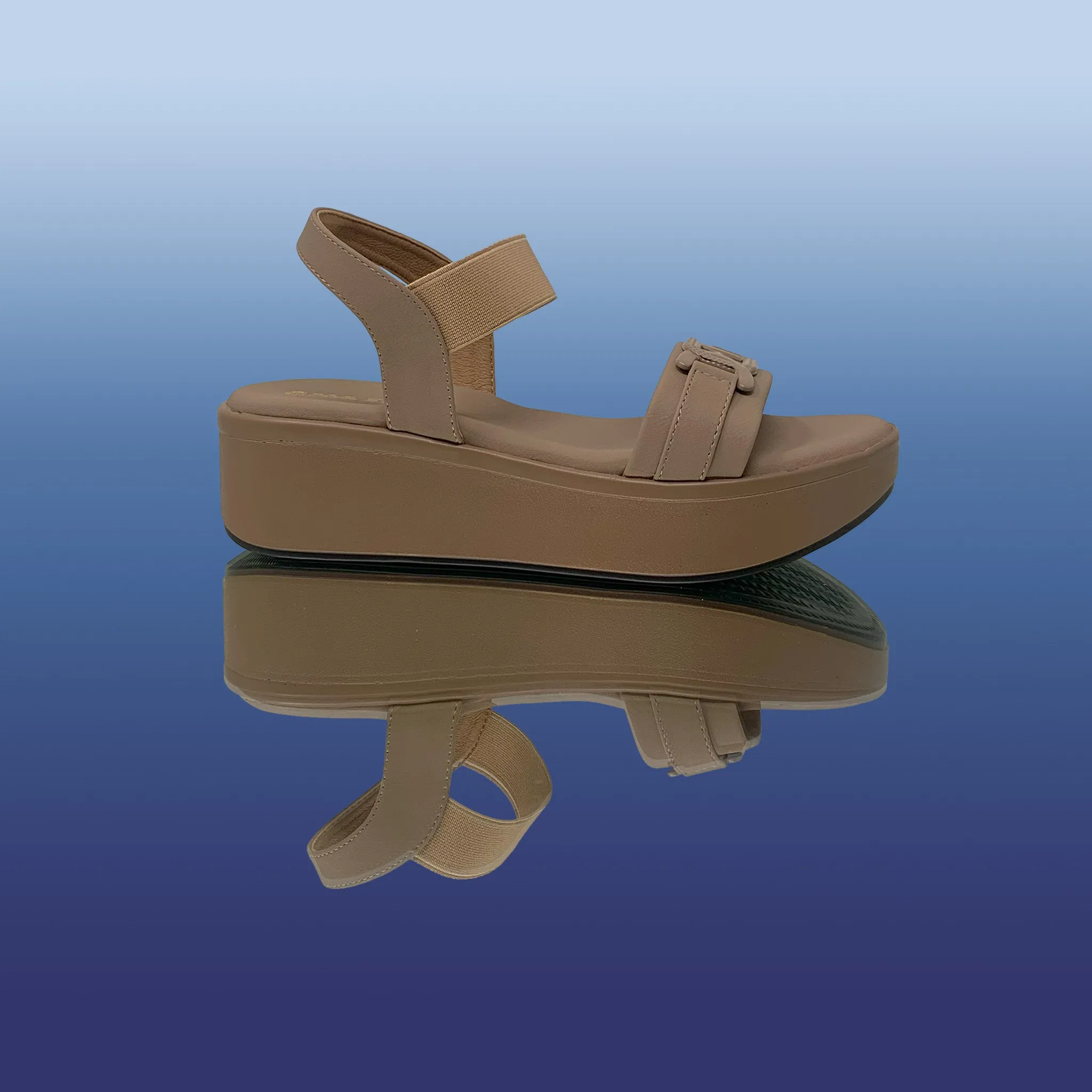 Beige Platform Wedge Sandals
