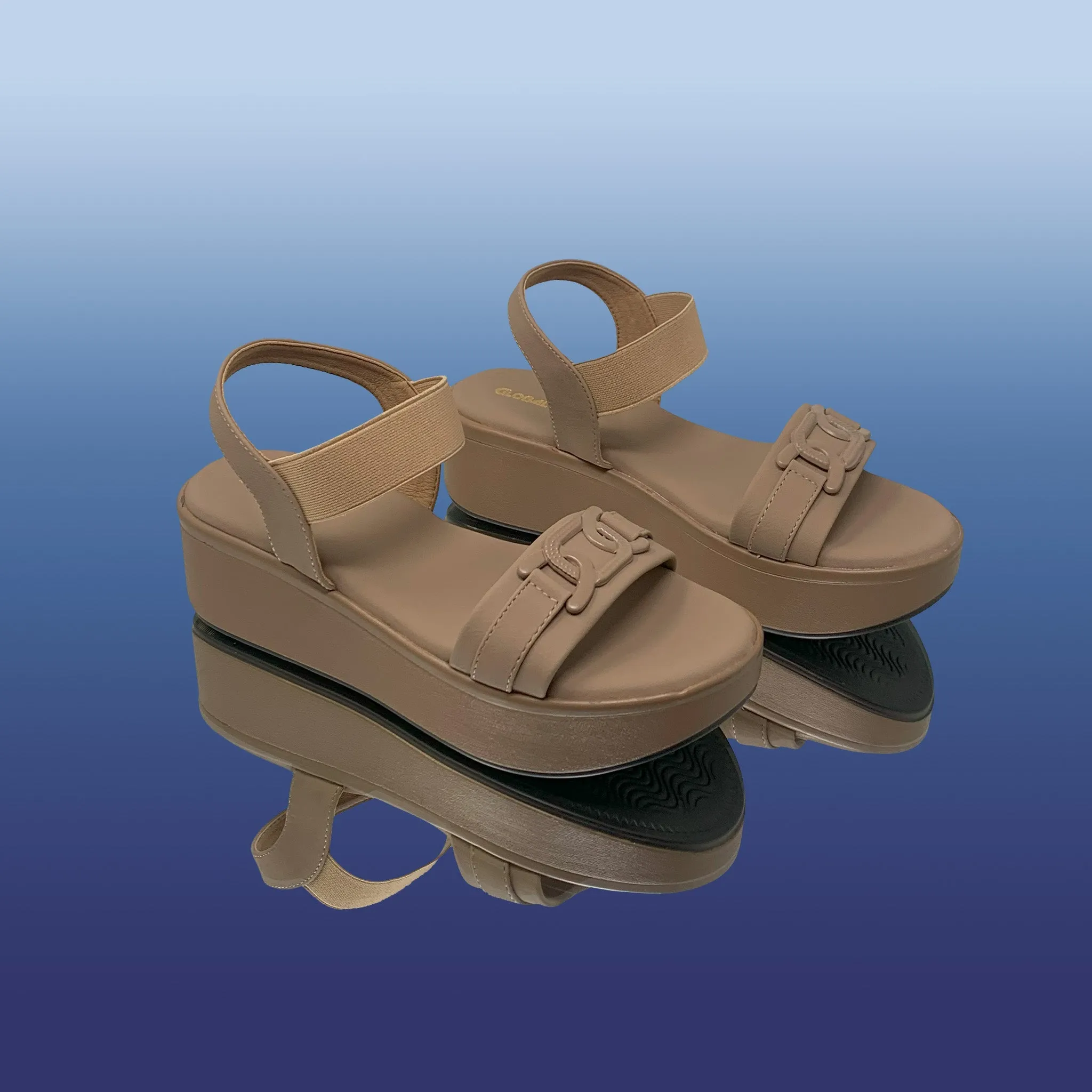 Beige Platform Wedge Sandals