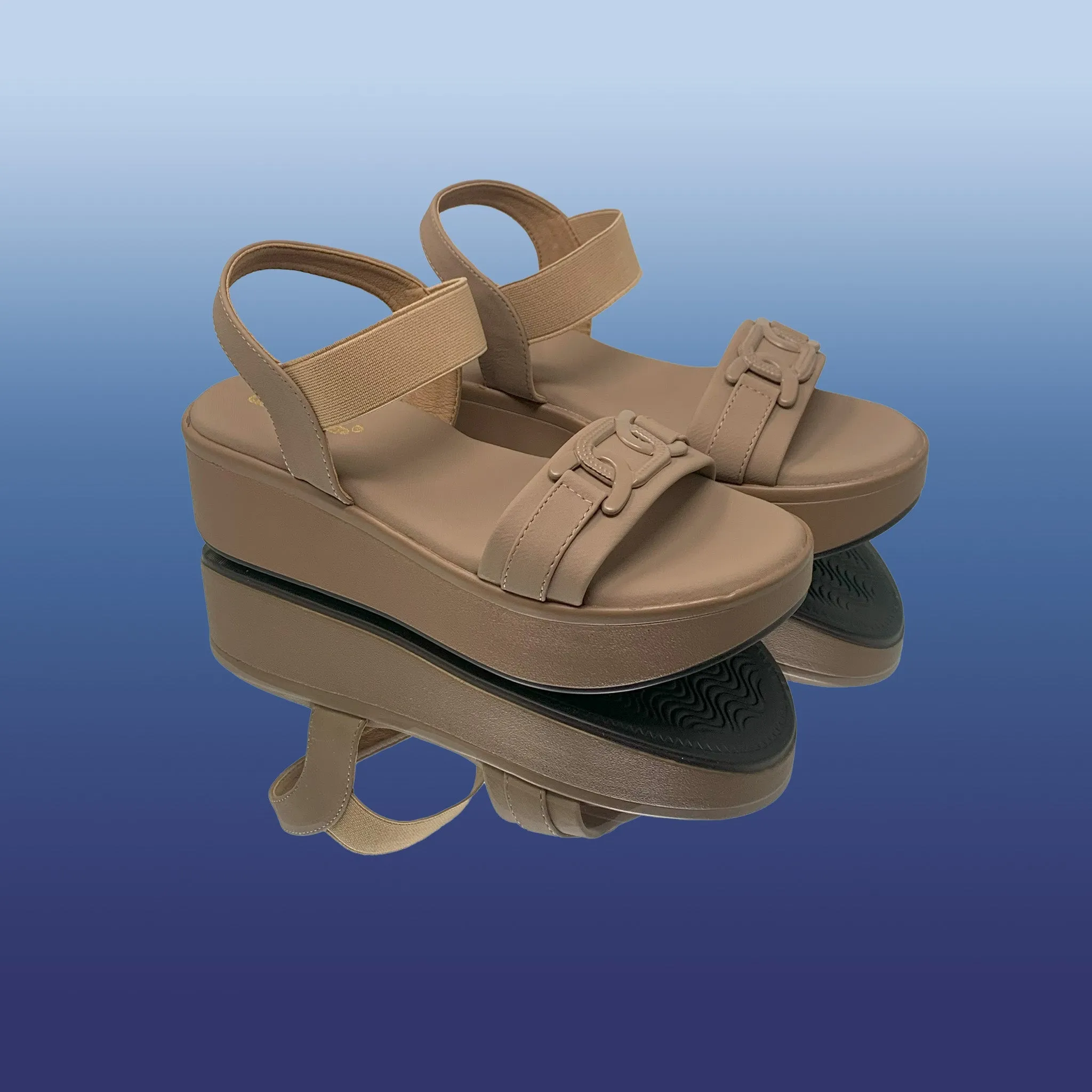 Beige Platform Wedge Sandals