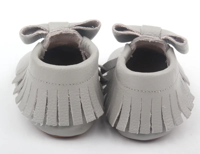 Big Bow Moccasins- Light Gray