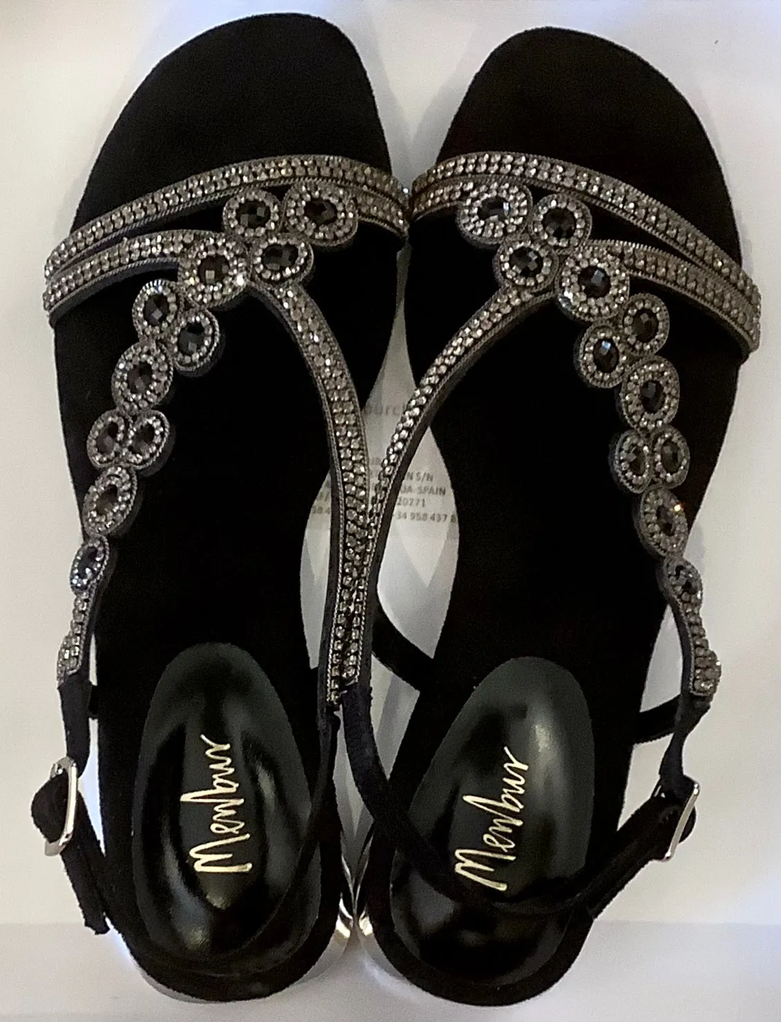 Black Diamanté Sandals - Menbur