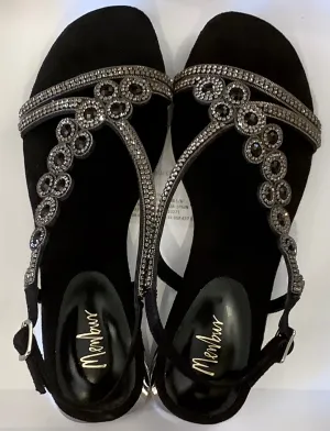Black Diamanté Sandals - Menbur