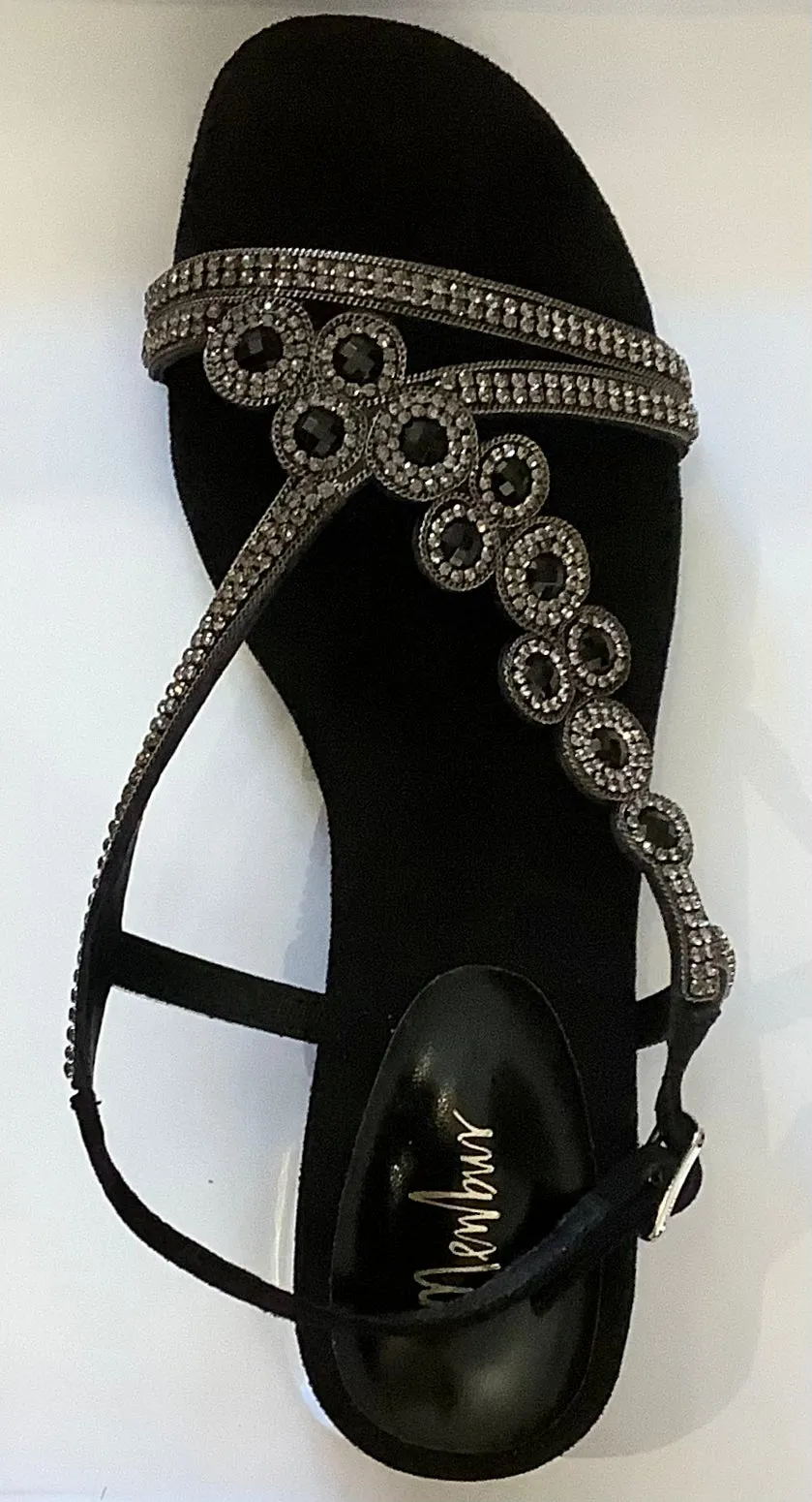 Black Diamanté Sandals - Menbur
