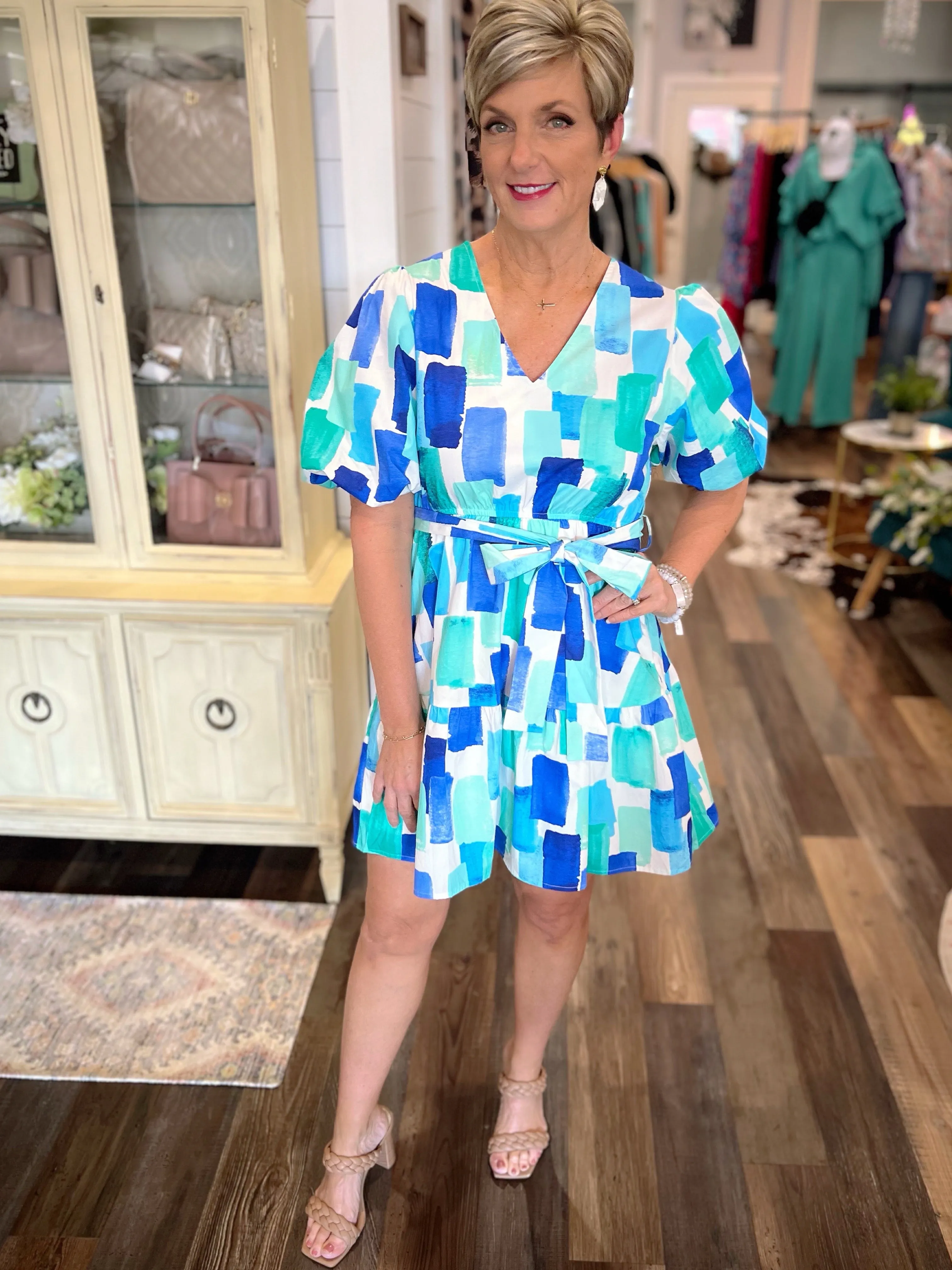 Colors of a New Season Puff Sleeve Dress