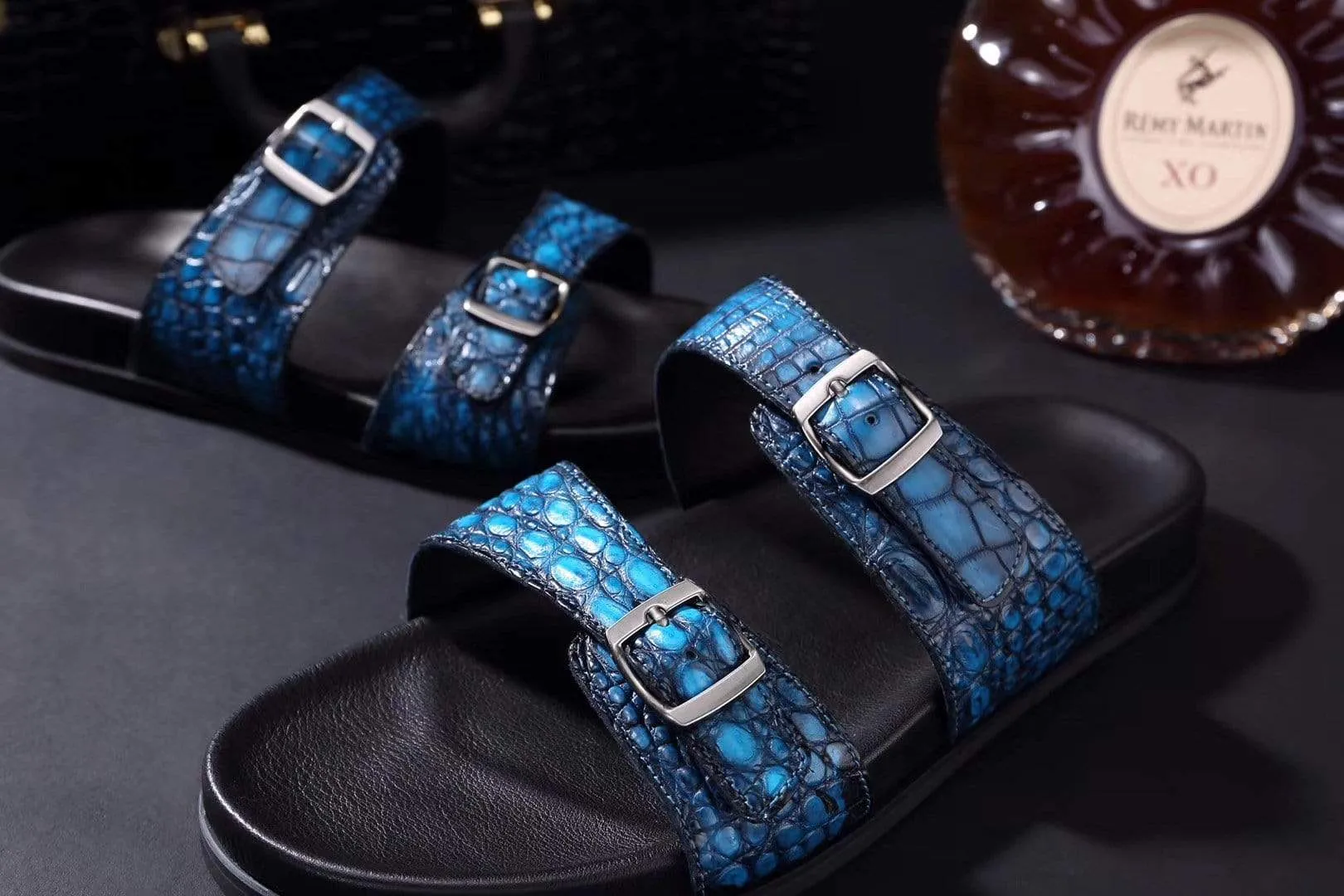 Crocodile Shoes Crocodile Leather Sandals Vintage Sky Blue