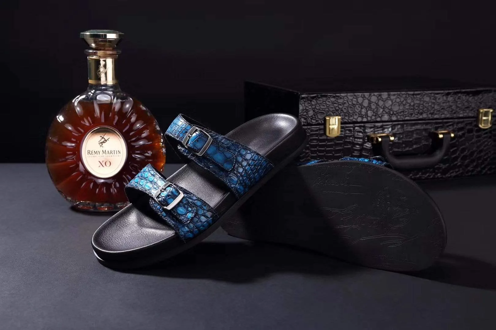 Crocodile Shoes Crocodile Leather Sandals Vintage Sky Blue