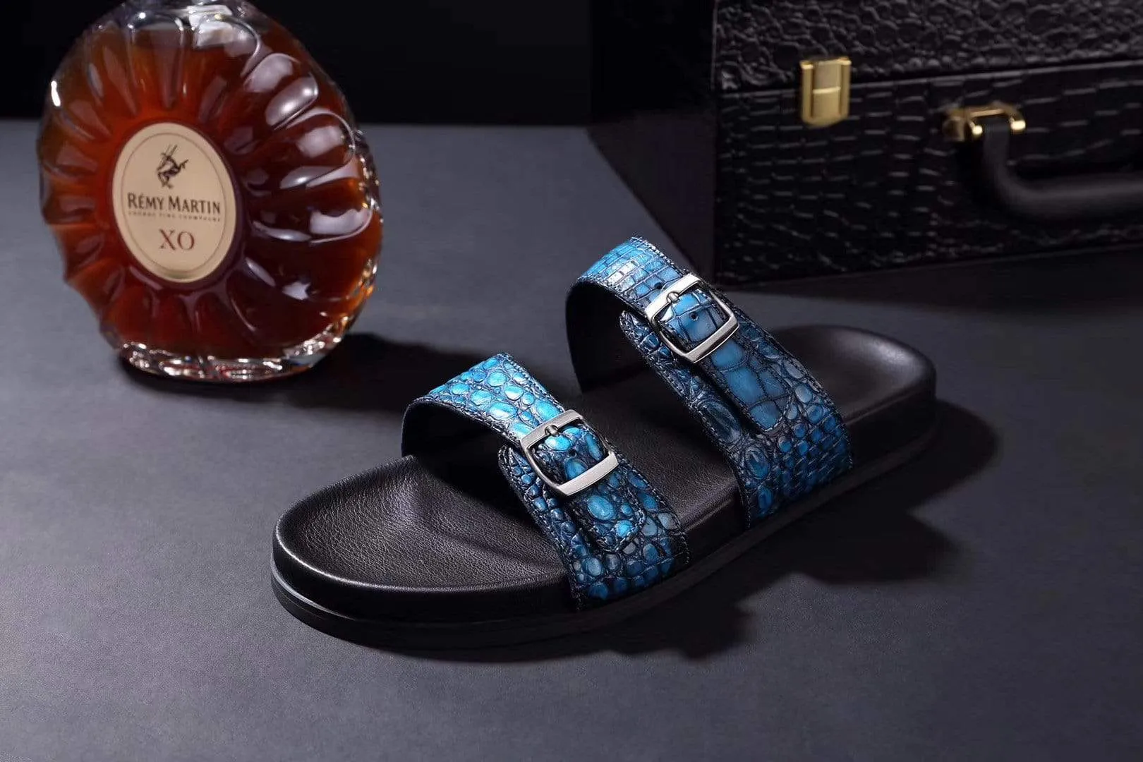 Crocodile Shoes Crocodile Leather Sandals Vintage Sky Blue