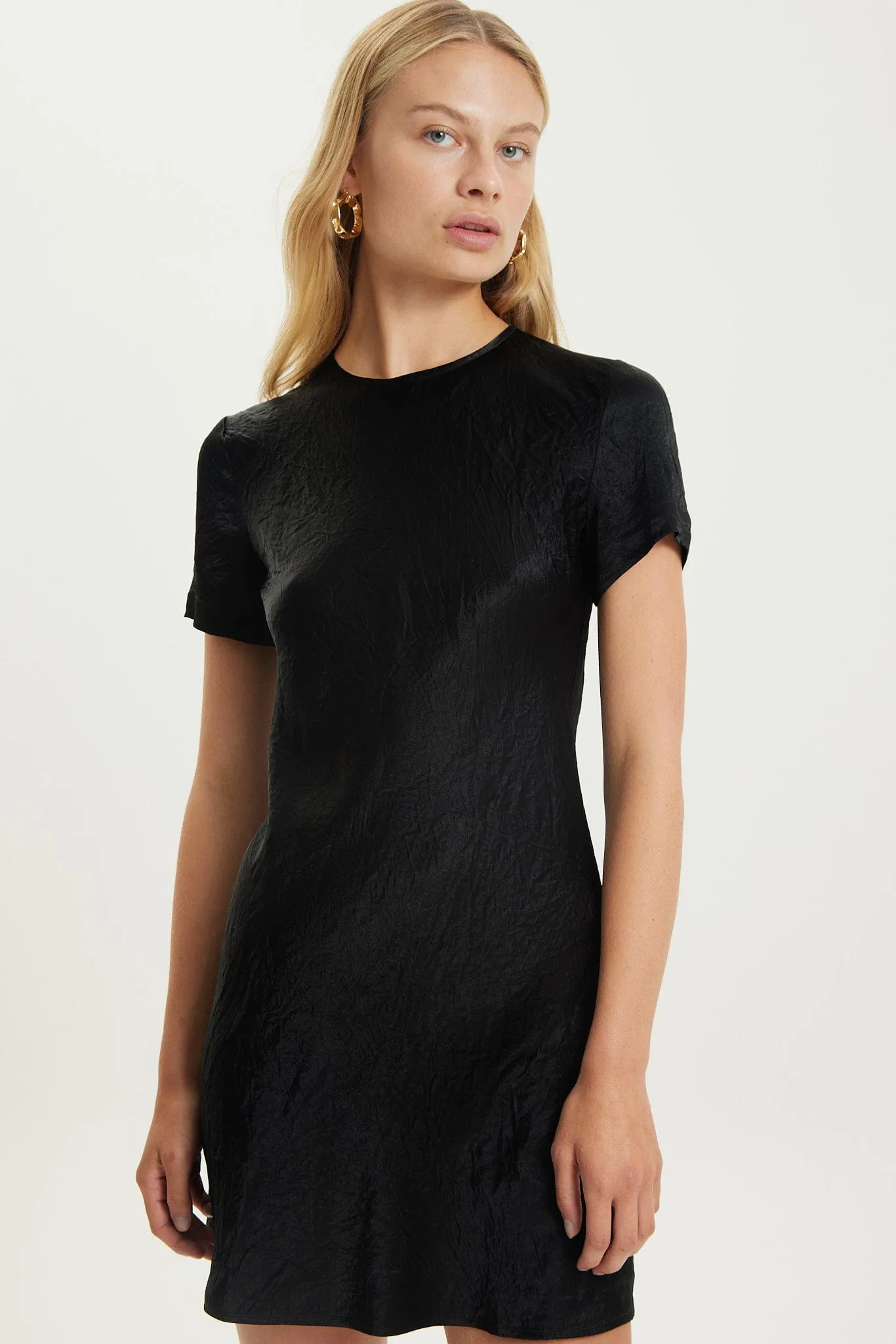 CRUSH BIAS TEE MINI DRESS | BLACK