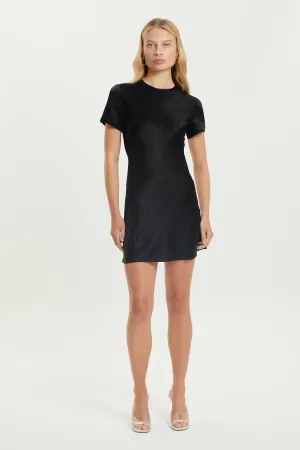 CRUSH BIAS TEE MINI DRESS | BLACK