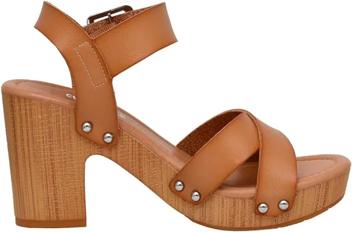 Cushionaire Sayer Honey Fashion Ankle Strap Open Toe Platform Heeled Sandals
