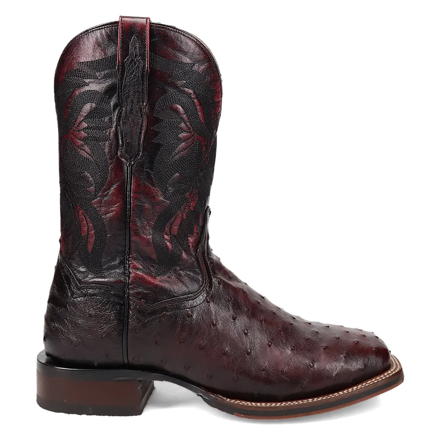 Dan Post Men's 13" Black Cherry Alamosa Full Quill Ostrich Boot
