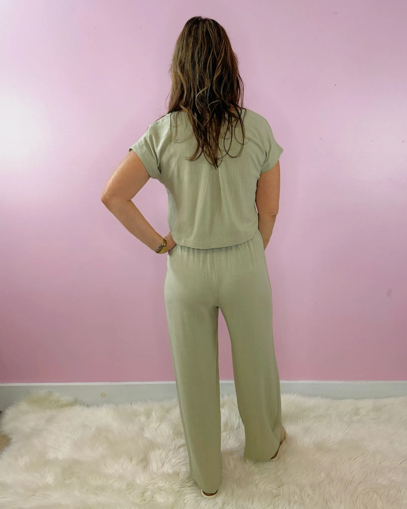 Easy Breezy Sage Green Linen Set