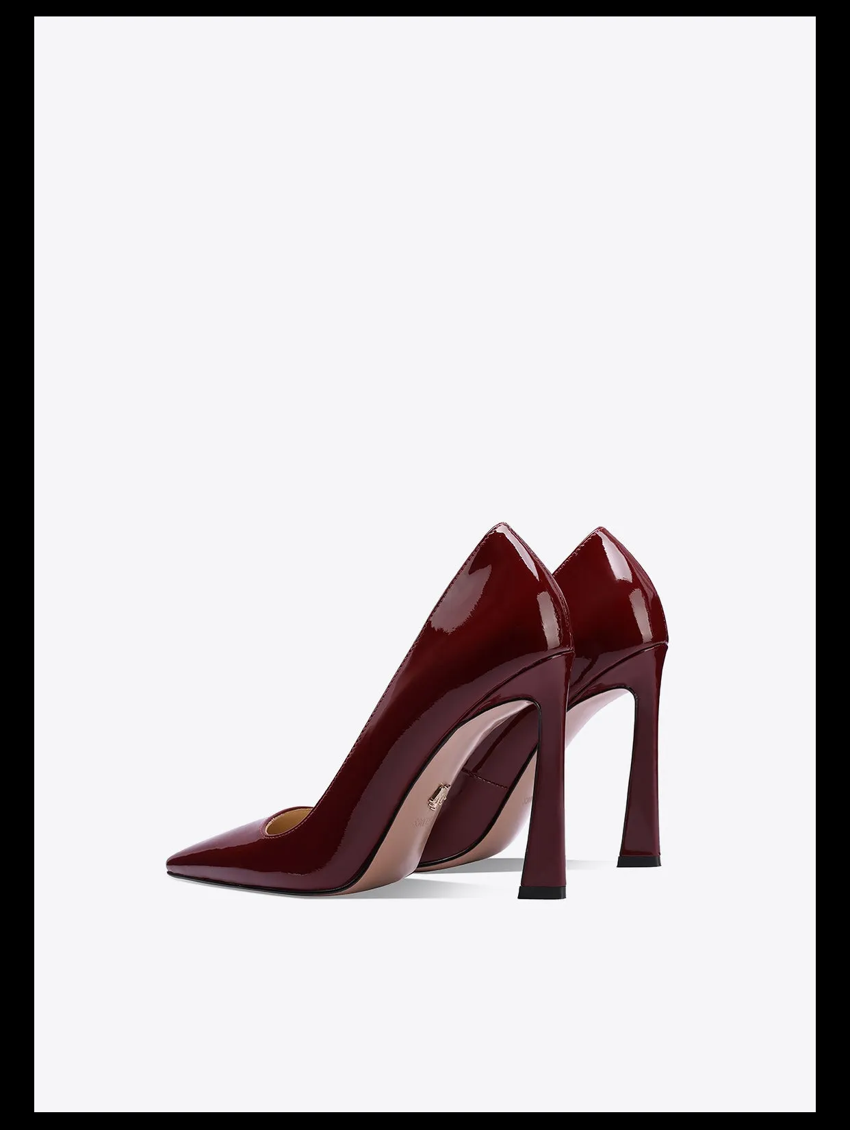 Fab Fei autumn patent leather sexy stiletto burgundy pumps square toe heel - Nina