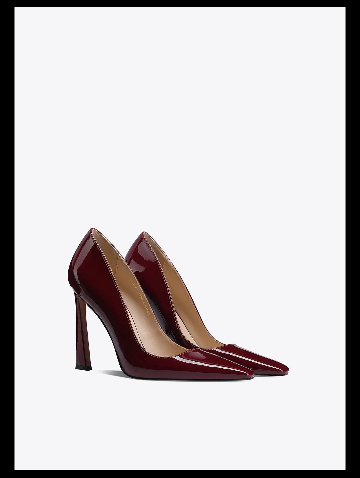 Fab Fei autumn patent leather sexy stiletto burgundy pumps square toe heel - Nina