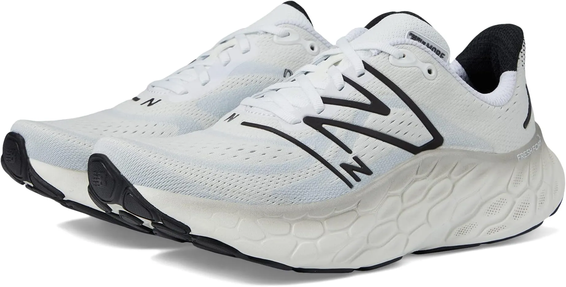 Fresh Foam X More v4 New Balance Sneakers, White/Black Metallic