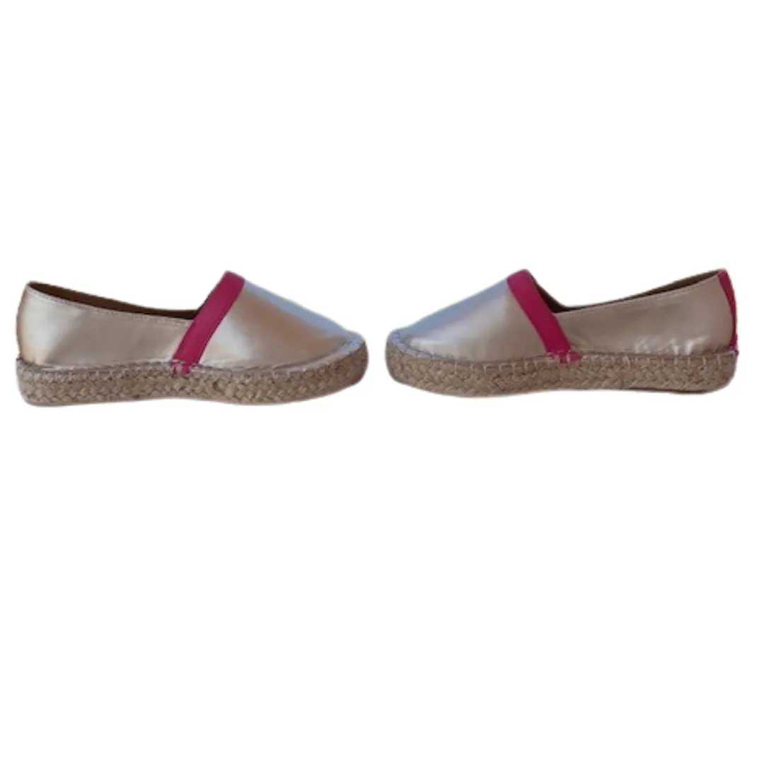 Gold and pink espadrille