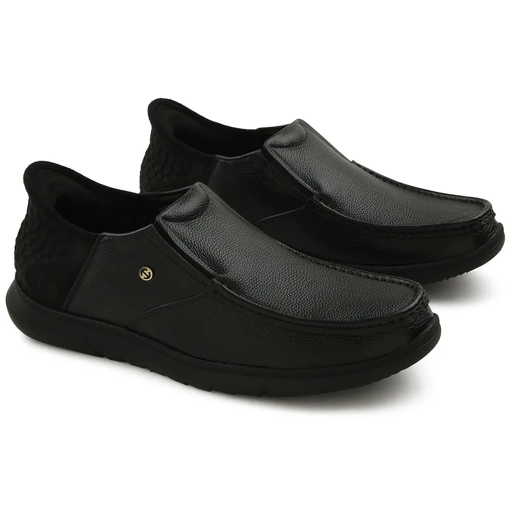 Healers Black Formal Non Lacing Moccasin For Men S201-02 By Liberty