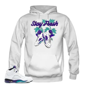 Jordan 5 Grapes Fresh Prince Sneakers-Fresh White Hoodie