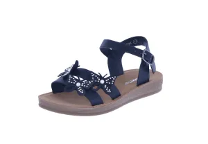 KID'S SHOES BLACK PU LEATHER SANDALS SOL-79K