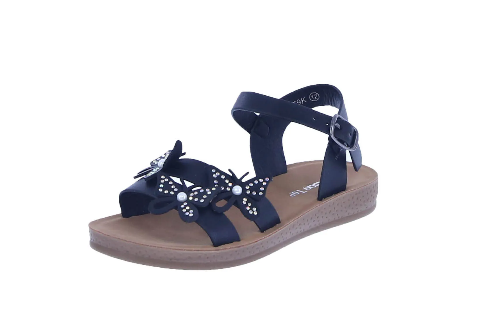 KID'S SHOES BLACK PU LEATHER SANDALS SOL-79K