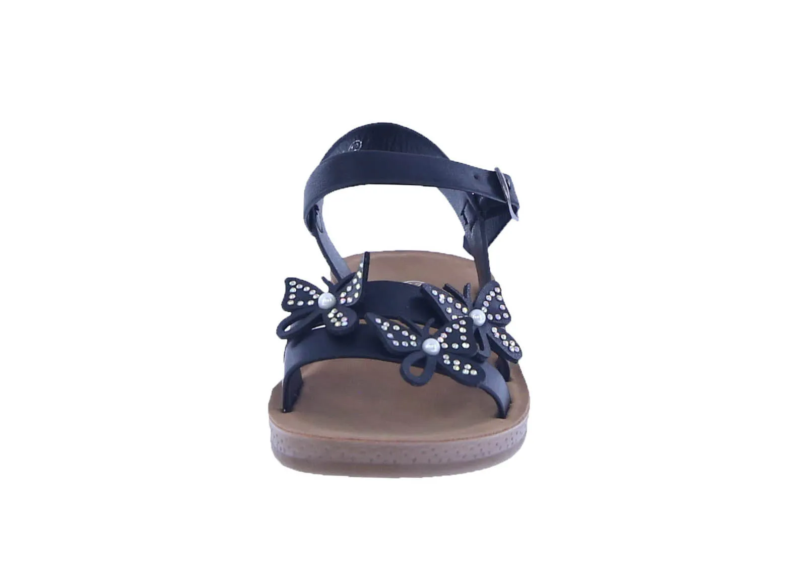 KID'S SHOES BLACK PU LEATHER SANDALS SOL-79K