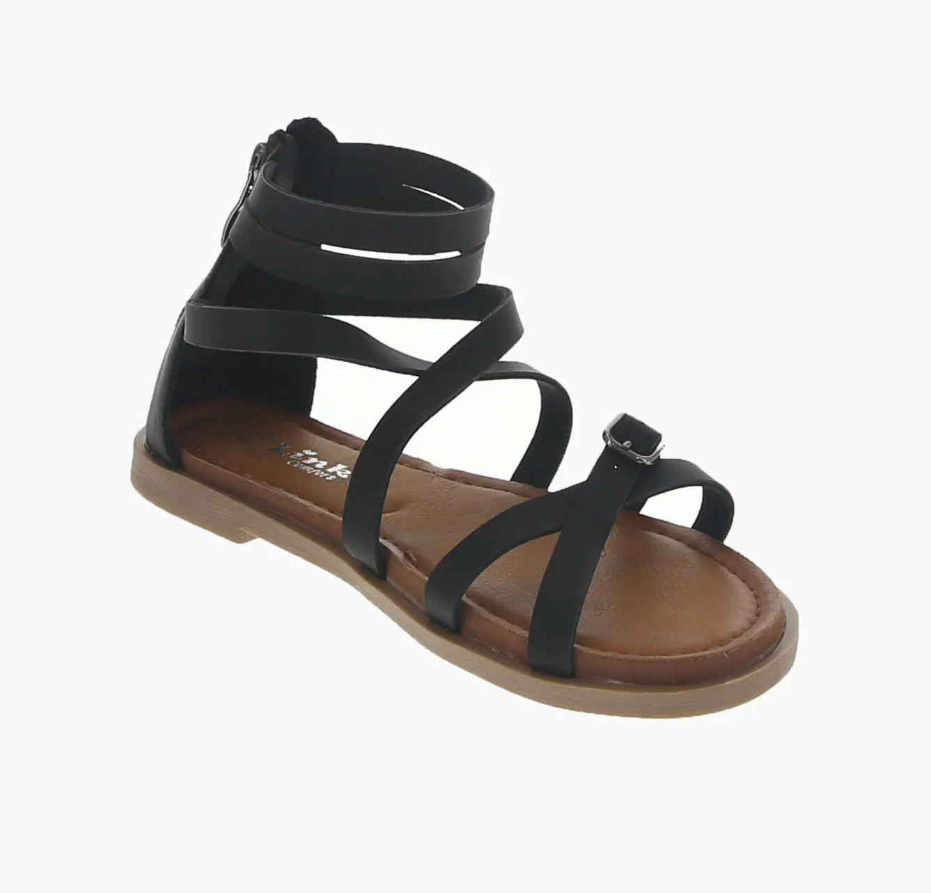 KID'S SHOES BLACK PU LEATHER SANDALS SOOTH-07K
