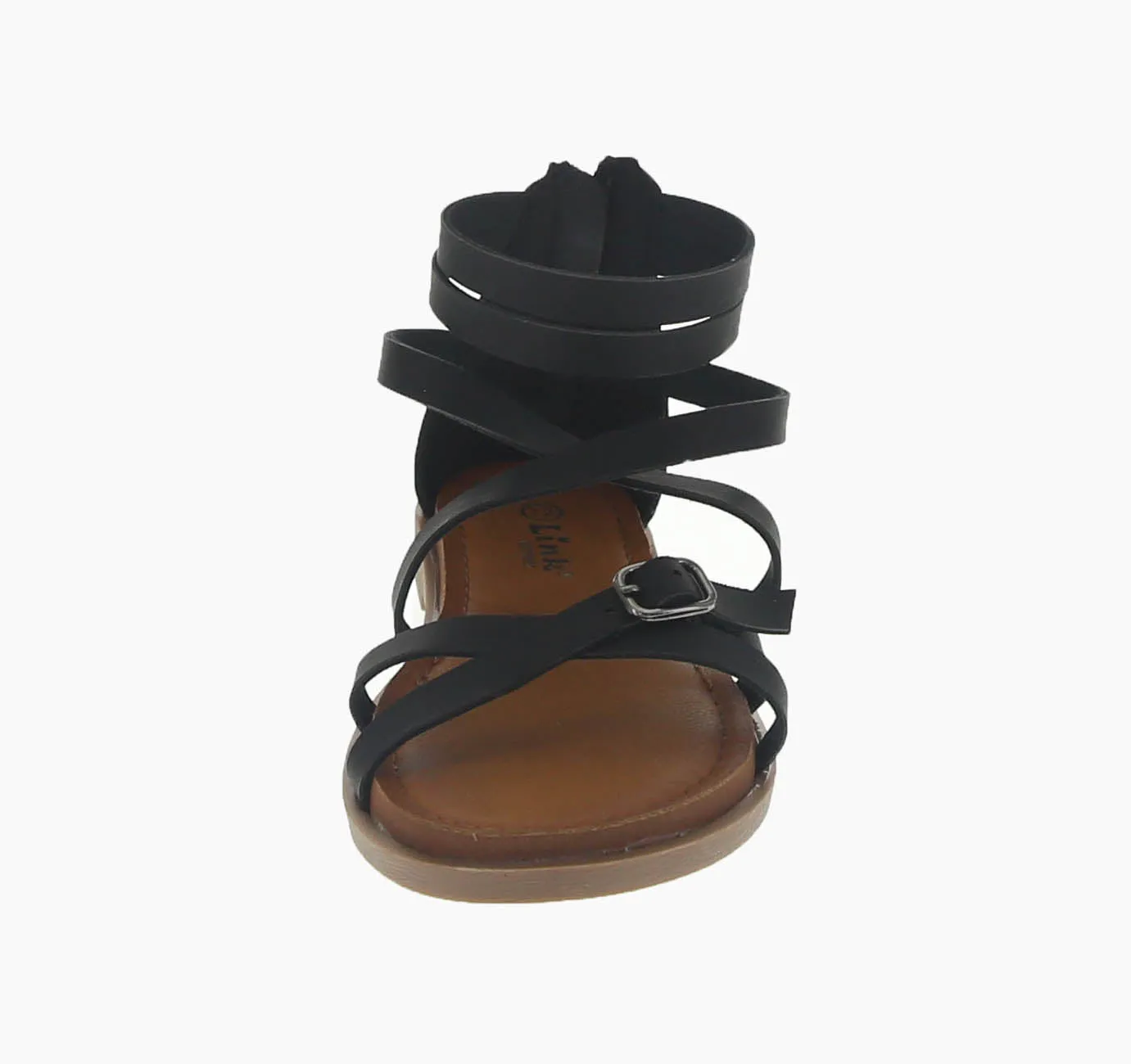KID'S SHOES BLACK PU LEATHER SANDALS SOOTH-07K