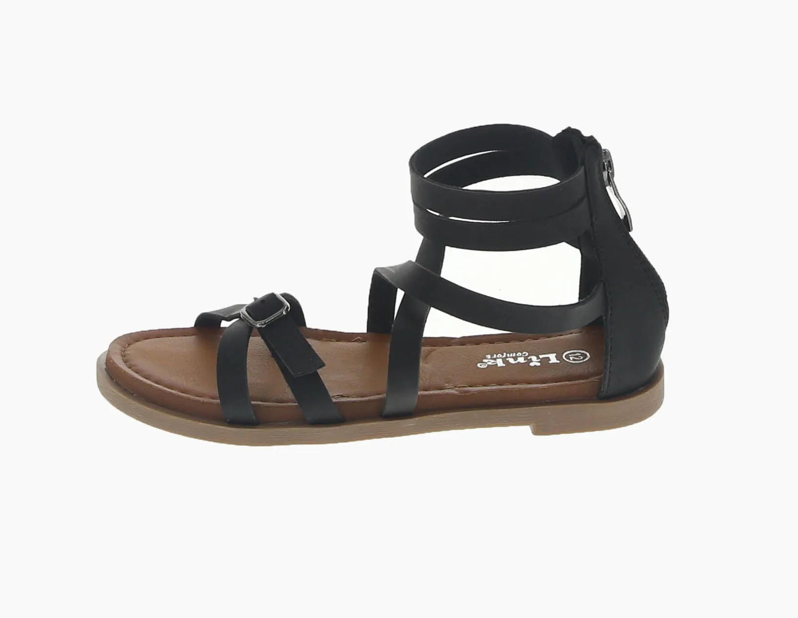 KID'S SHOES BLACK PU LEATHER SANDALS SOOTH-07K