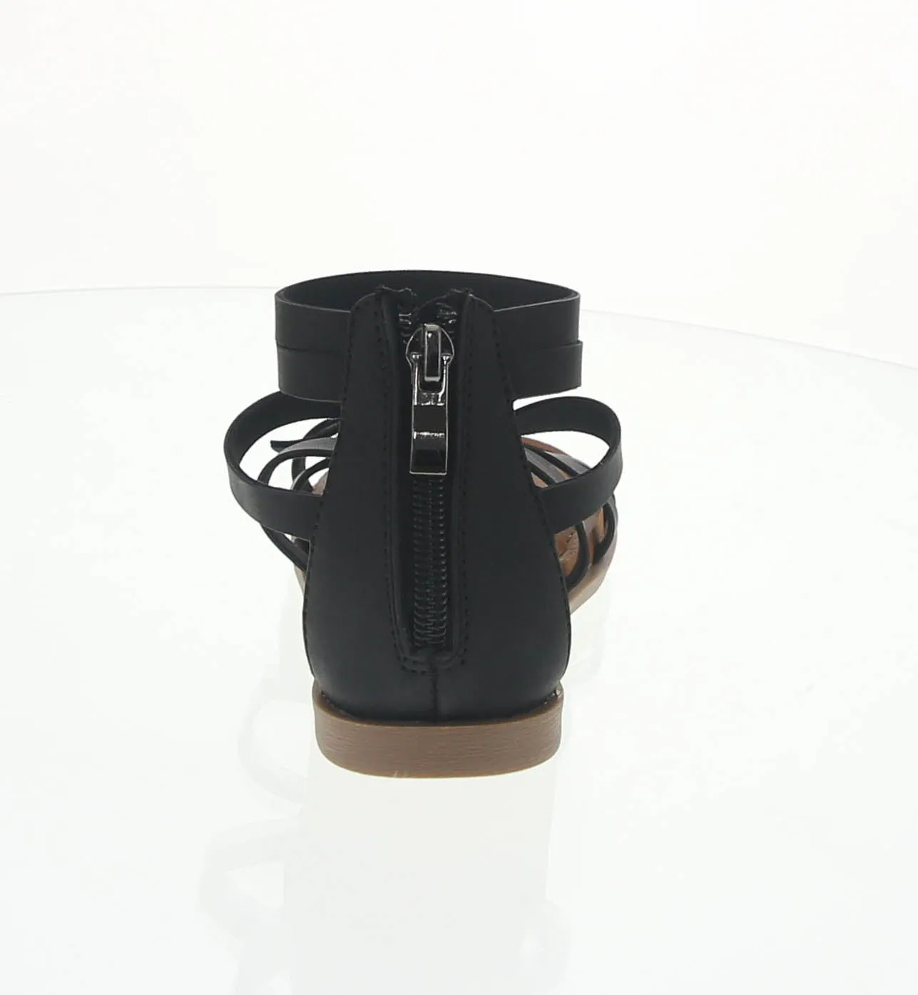 KID'S SHOES BLACK PU LEATHER SANDALS SOOTH-07K