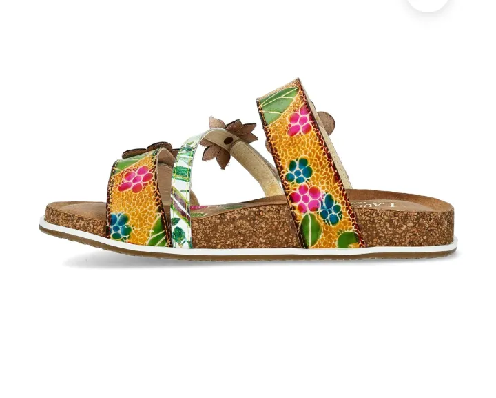Laura Vita "Brcyano 16" Leather Sandal In Jaune