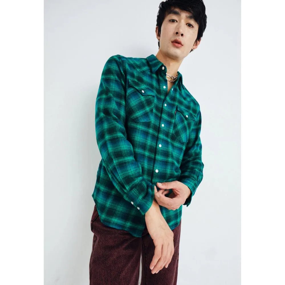 Levi's Barstow Western Standard Plaid Shirt in Sporting Green