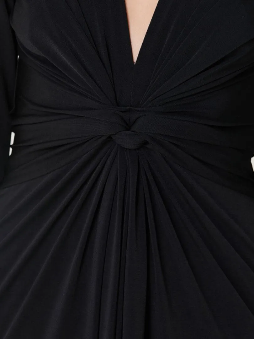 Long Dress with Twist Detail at the Front - Black