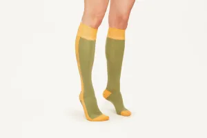 LOVE - By AMARI, Khaki Orange Logo Classic Cotton Blend Socks