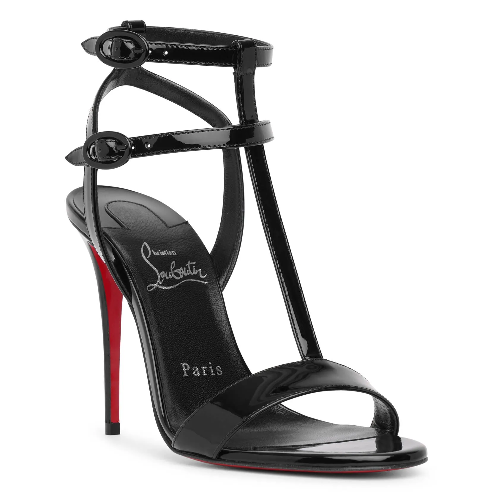 Mara 100 patent black sandals