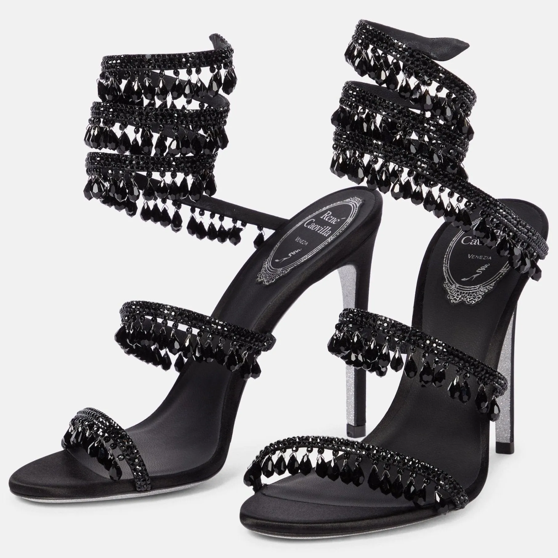 René Caovilla Elegant Evening Sandals Chandelier