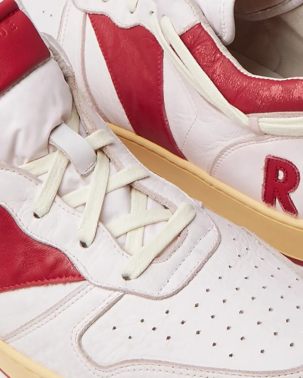 Rhecess Distressed Leather Red Low Top Sneakers