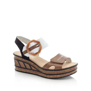 Rieker Ladies Flatform Adjustable Sandal