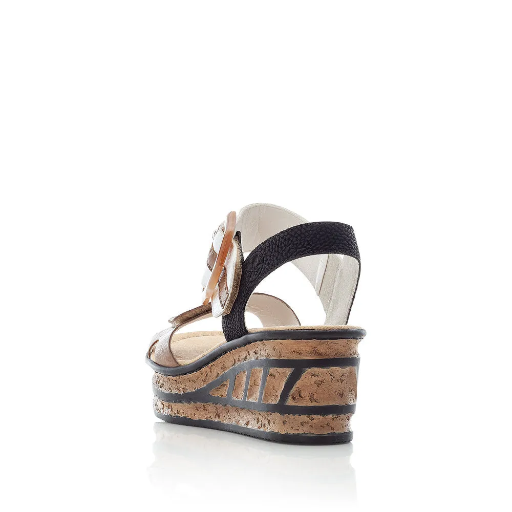 Rieker Ladies Flatform Adjustable Sandal