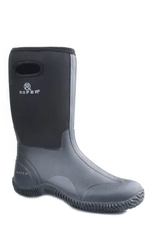 Roper Mens Barnyard Black Neoprene Work Boots