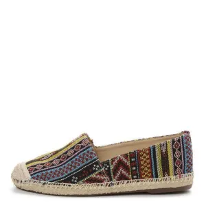 Schutz Bobi Purple Multi Color Canvas Espadrille Flat Rounded Toe Slip-On Shoes